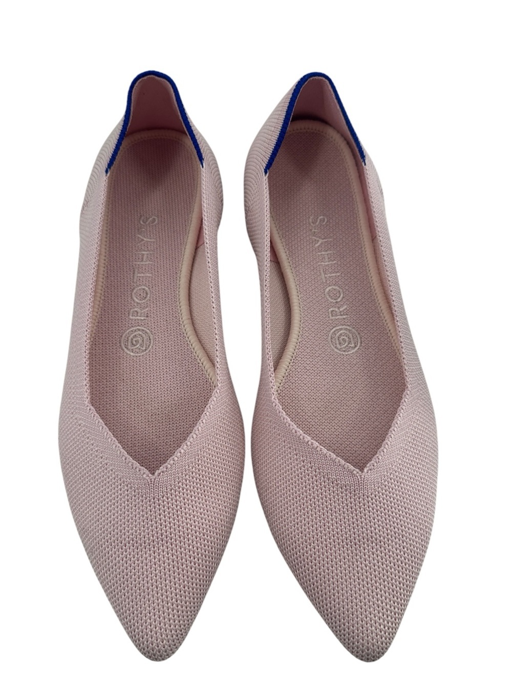 Rothy’s The point light Pink Ballet Flats Tortoise Sole Washable Knit Shoes sz 8